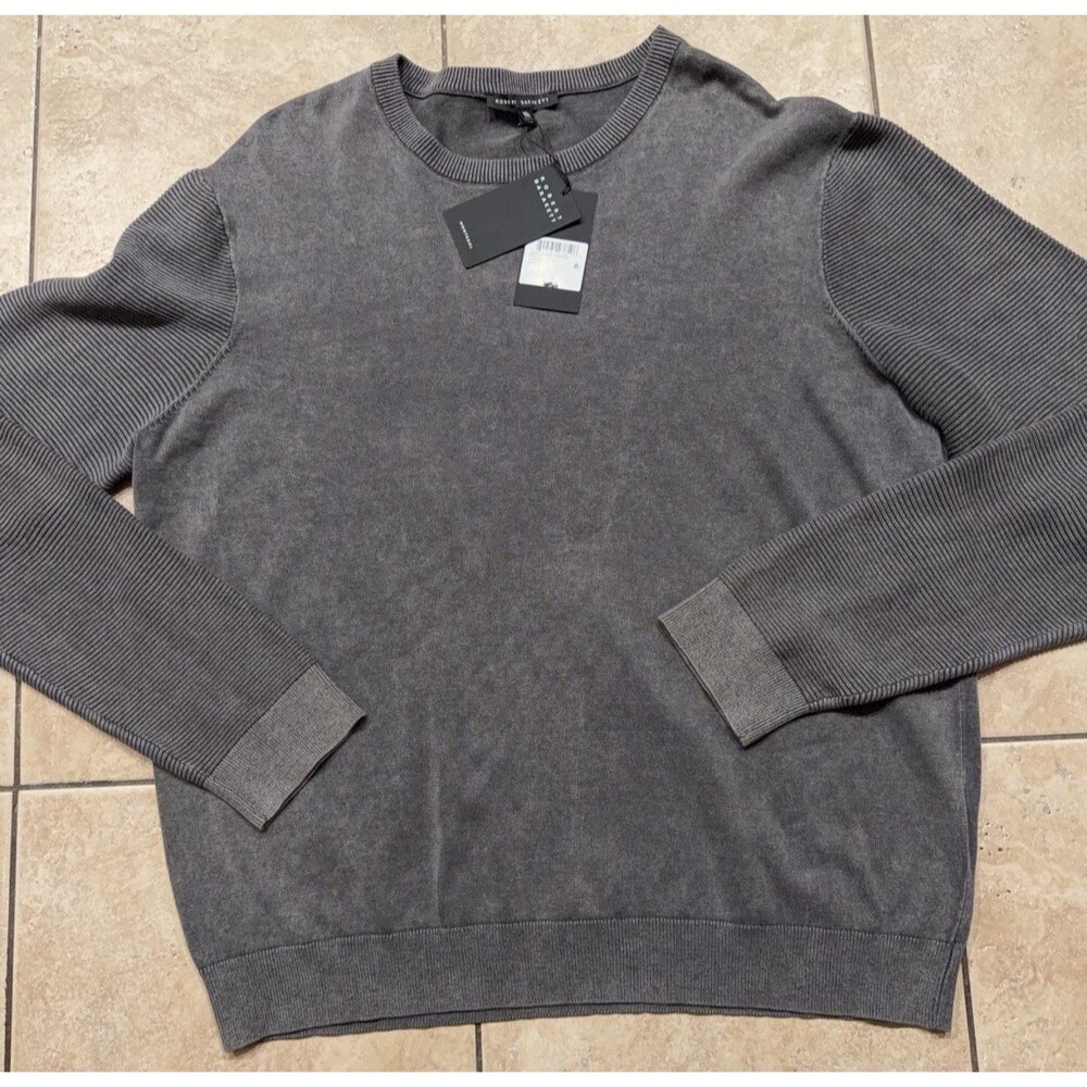 Robert Barakett Sweater Mens XXL Cannon Grey Dobrin Crewneck Long Sleeve NEW